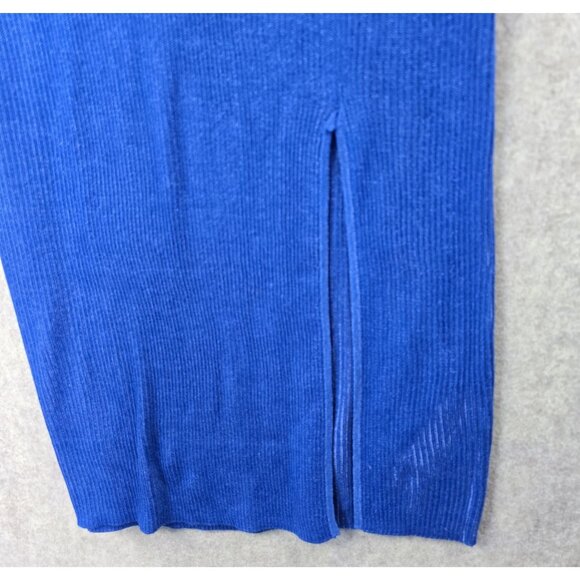 JustFab Blue Ribbed Knit Maxi Dress With Slit XXL Sleeveless Stretchy - Picture 3 of 8